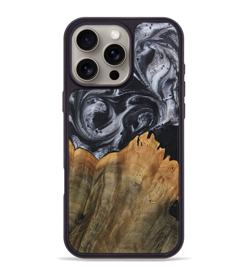 iPhone 16 Pro Max Wood+Resin Phone Case - Arthur (Black & White, 718148)