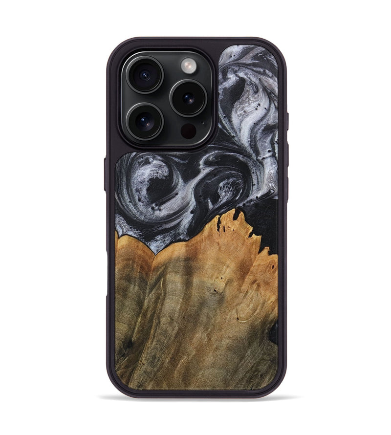 iPhone 16 Pro Wood+Resin Phone Case - Arthur (Black & White, 718148)