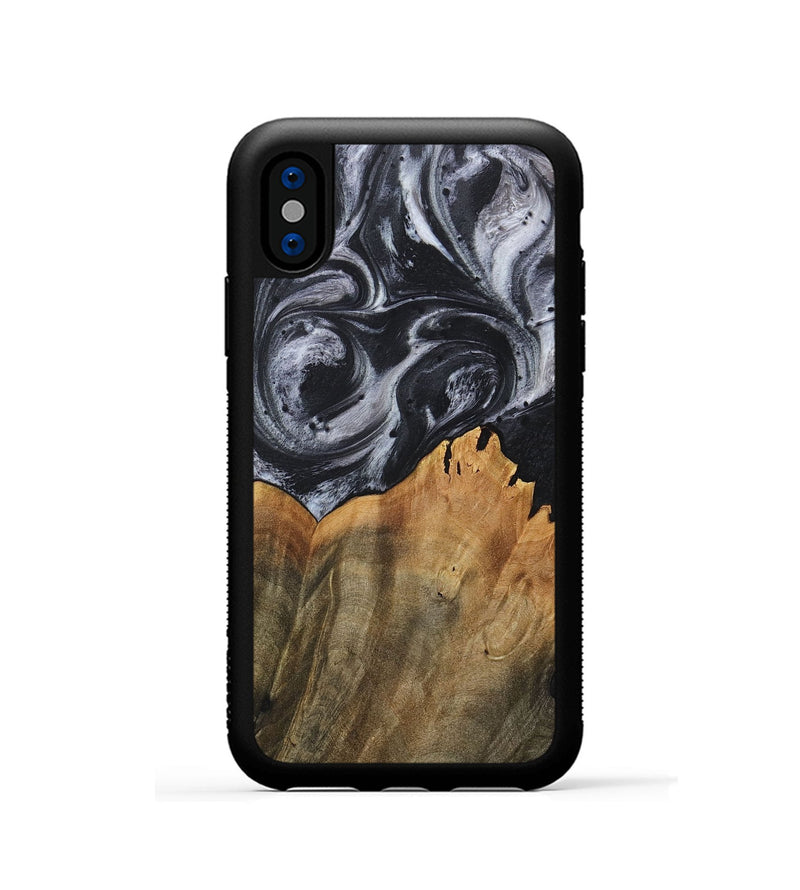 iPhone Xs Wood+Resin Phone Case - Arthur (Black & White, 718148)