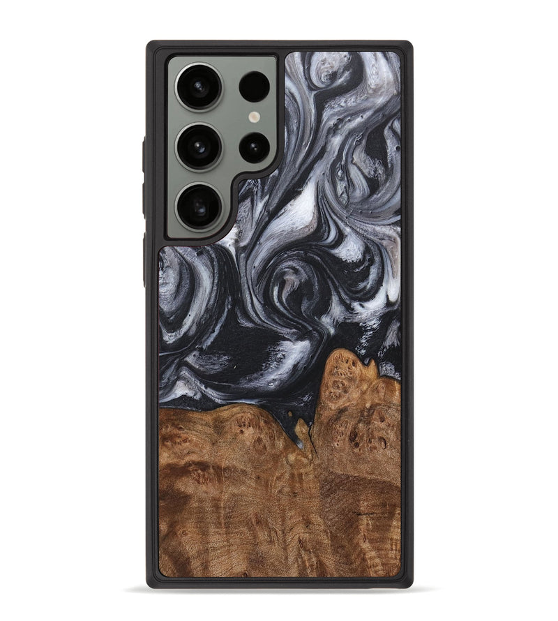 Galaxy S23 Ultra Wood+Resin Phone Case - Maria (Black & White, 718149)