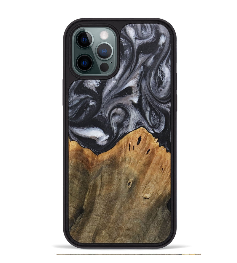 iPhone 12 Pro Max Wood+Resin Phone Case - Raiden (Black & White, 718150)