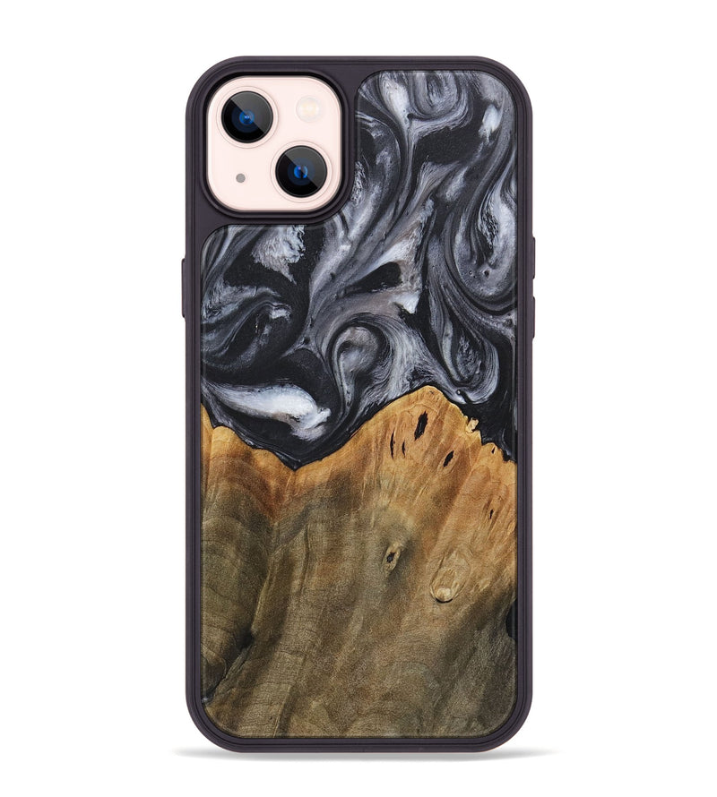 iPhone 14 Plus Wood+Resin Phone Case - Raiden (Black & White, 718150)