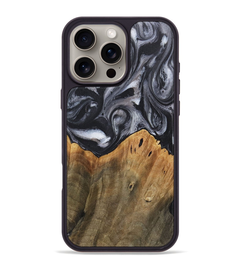 iPhone 16 Pro Max Wood+Resin Phone Case - Raiden (Black & White, 718150)