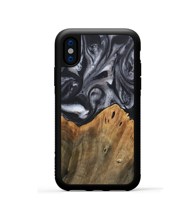 iPhone Xs Wood+Resin Phone Case - Raiden (Black & White, 718150)