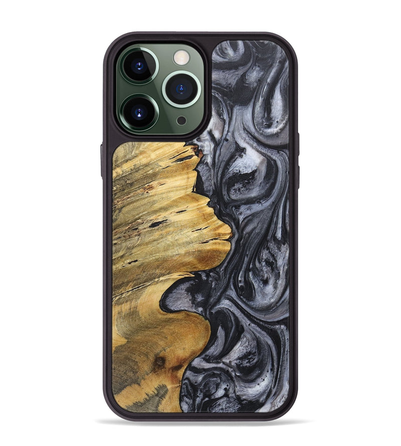 iPhone 13 Pro Max Wood+Resin Phone Case - Winter (Black & White, 718152)