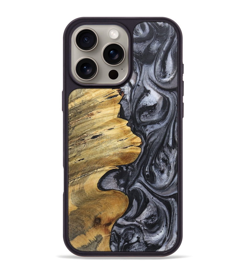 iPhone 16 Pro Max Wood+Resin Phone Case - Winter (Black & White, 718152)