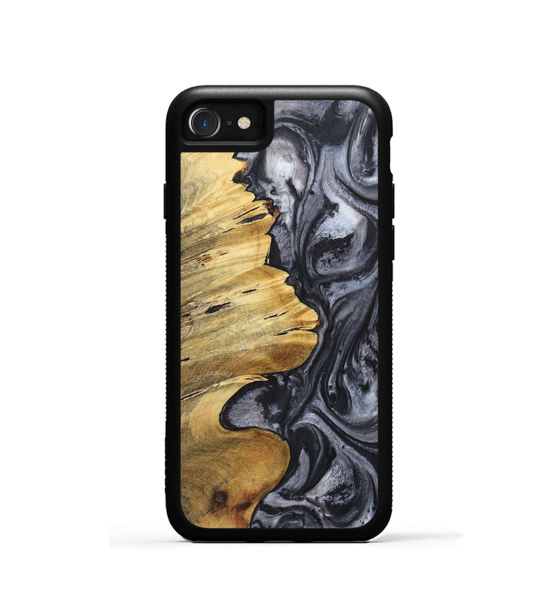 iPhone SE Wood+Resin Phone Case - Winter (Black & White, 718152)