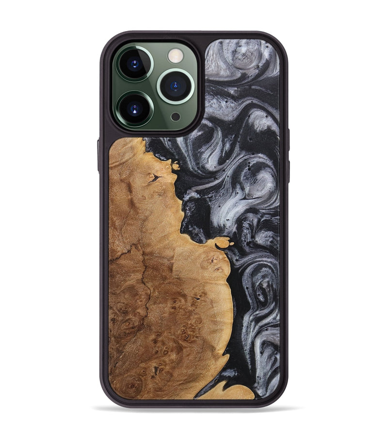 iPhone 13 Pro Max Wood+Resin Phone Case - Tyrese (Black & White, 718153)