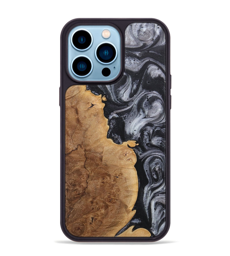 iPhone 14 Pro Max Wood+Resin Phone Case - Tyrese (Black & White, 718153)