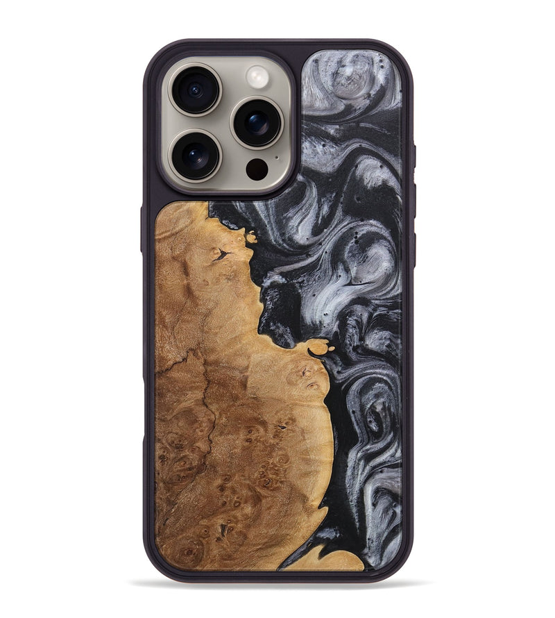 iPhone 16 Pro Max Wood+Resin Phone Case - Tyrese (Black & White, 718153)