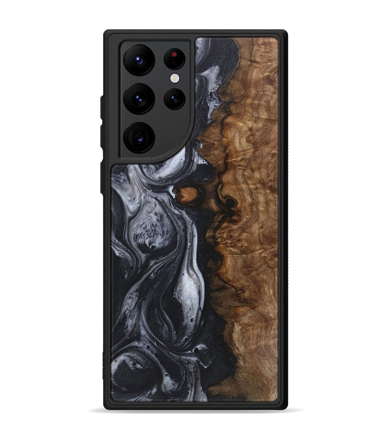 Galaxy S22 Ultra Wood+Resin Phone Case - Robert (Black & White, 718157)