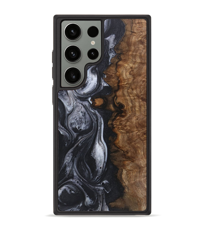 Galaxy S23 Ultra Wood+Resin Phone Case - Robert (Black & White, 718157)