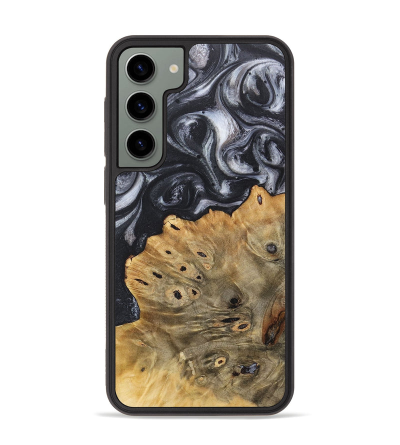 Galaxy S23 Plus Wood+Resin Phone Case - Farrah (Black & White, 718160)