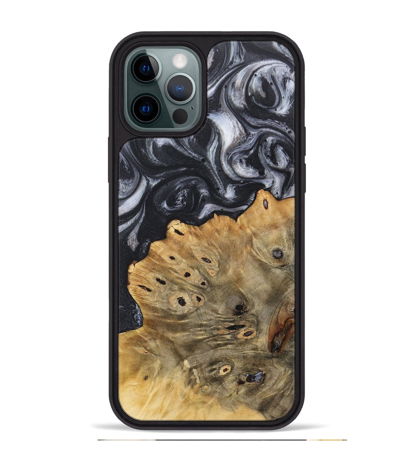 iPhone 12 Pro Max Wood+Resin Phone Case - Farrah (Black & White, 718160)