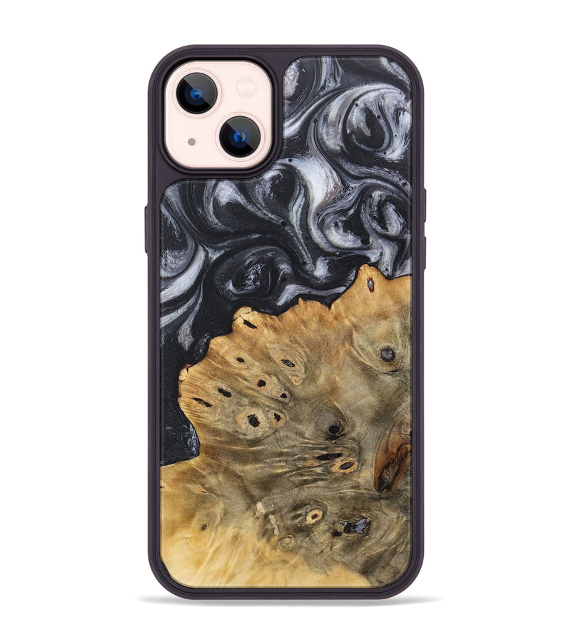 iPhone 14 Plus Wood+Resin Phone Case - Farrah (Black & White, 718160)