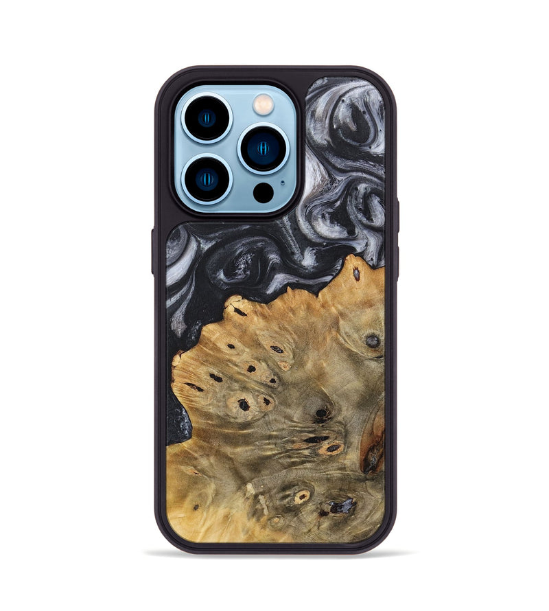 iPhone 14 Pro Wood+Resin Phone Case - Farrah (Black & White, 718160)