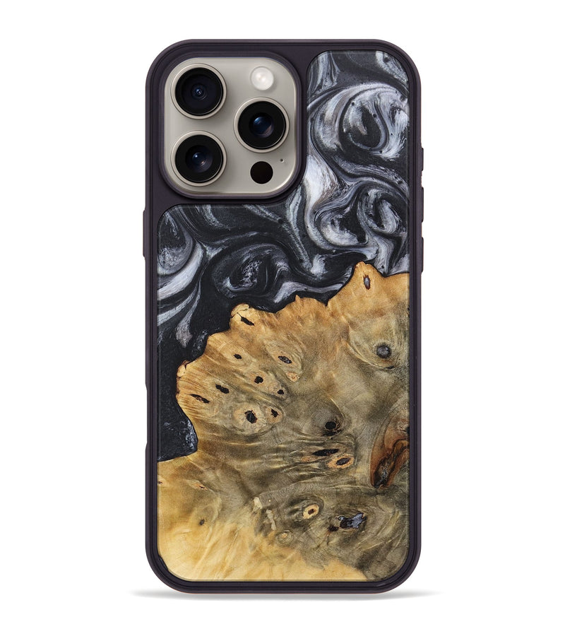 iPhone 16 Pro Max Wood+Resin Phone Case - Farrah (Black & White, 718160)