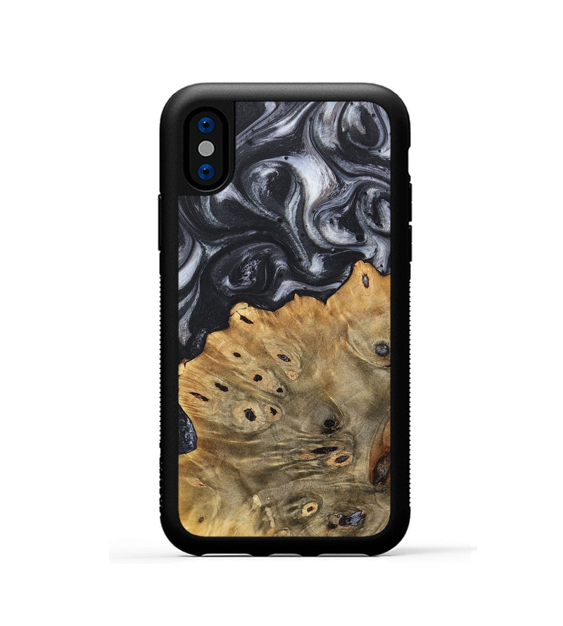 iPhone Xs Wood+Resin Phone Case - Farrah (Black & White, 718160)