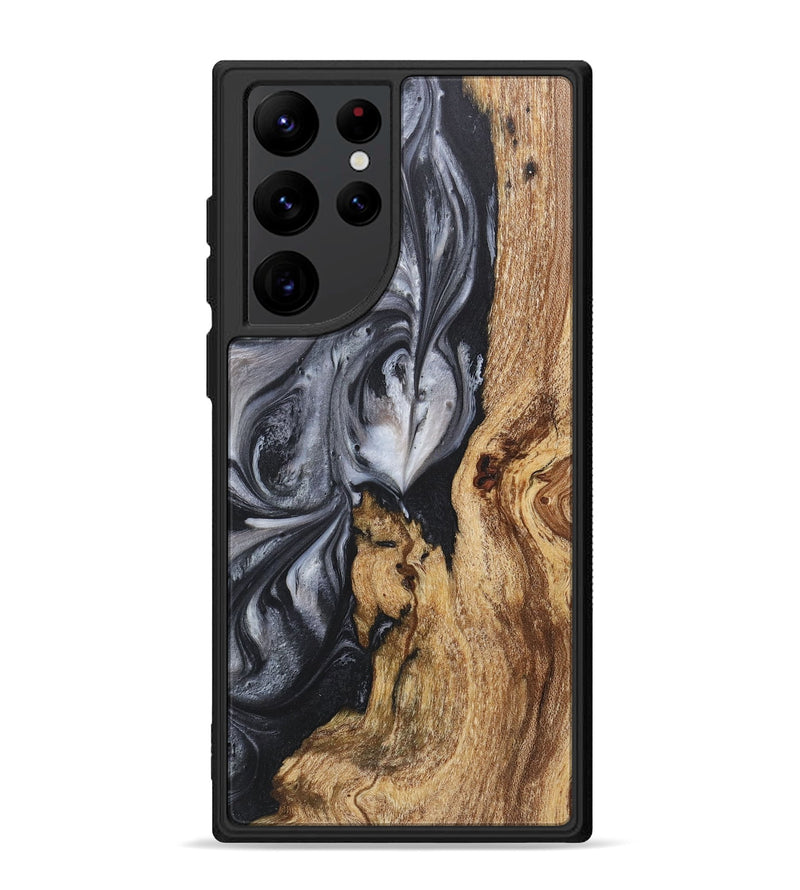 Galaxy S22 Ultra Wood+Resin Phone Case - Gregory (Black & White, 718161)