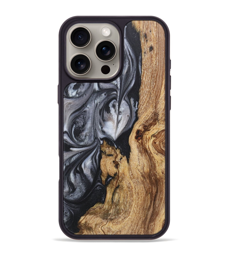 iPhone 16 Pro Max Wood+Resin Phone Case - Gregory (Black & White, 718161)