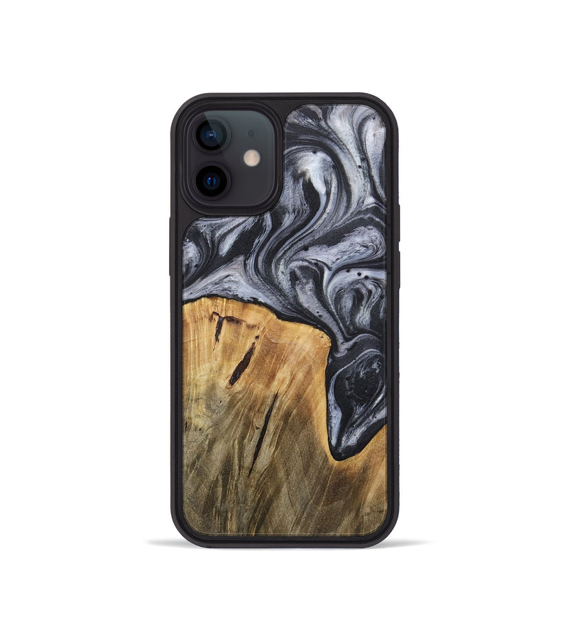 iPhone 12 mini Wood+Resin Phone Case - Callum (Black & White, 718162)