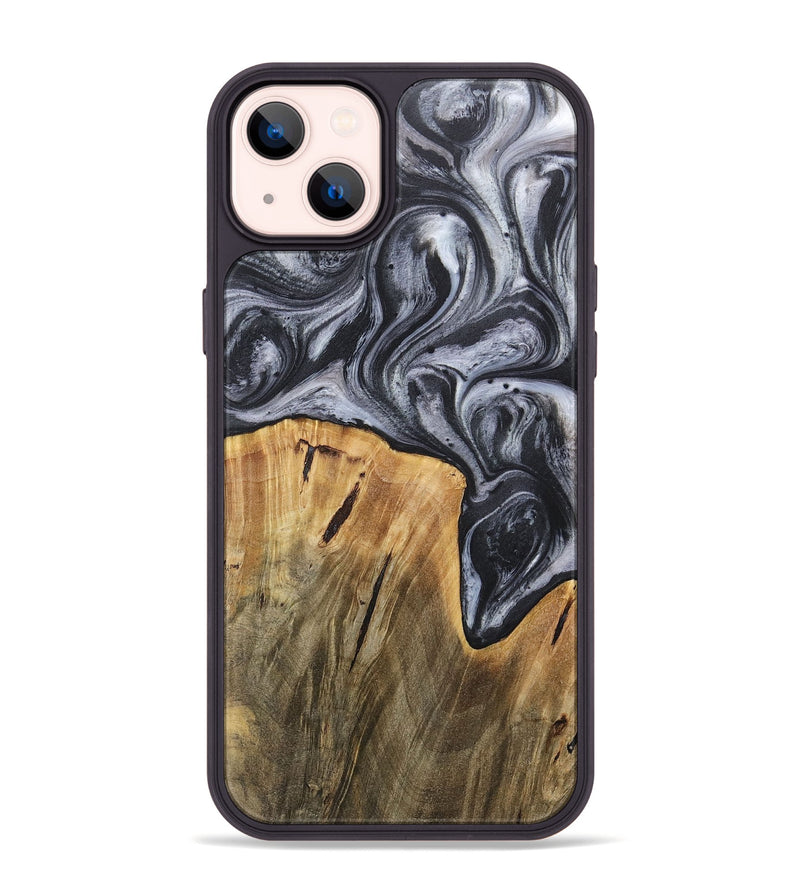 iPhone 14 Plus Wood+Resin Phone Case - Callum (Black & White, 718162)