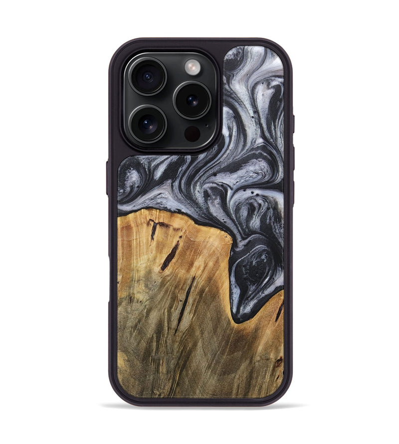 iPhone 16 Pro Wood+Resin Phone Case - Callum (Black & White, 718162)