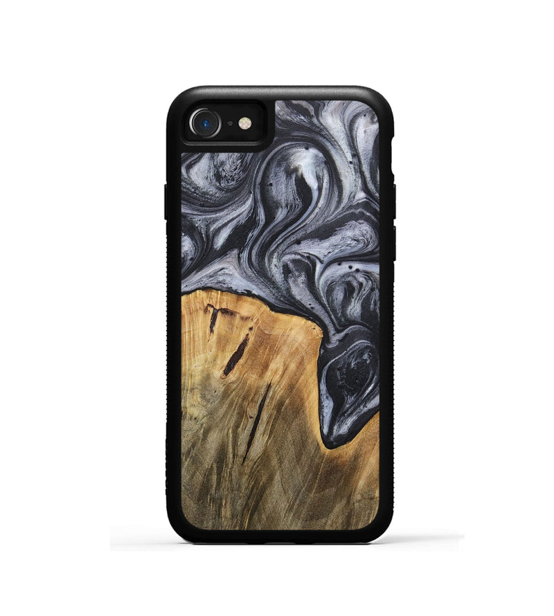 iPhone SE Wood+Resin Phone Case - Callum (Black & White, 718162)