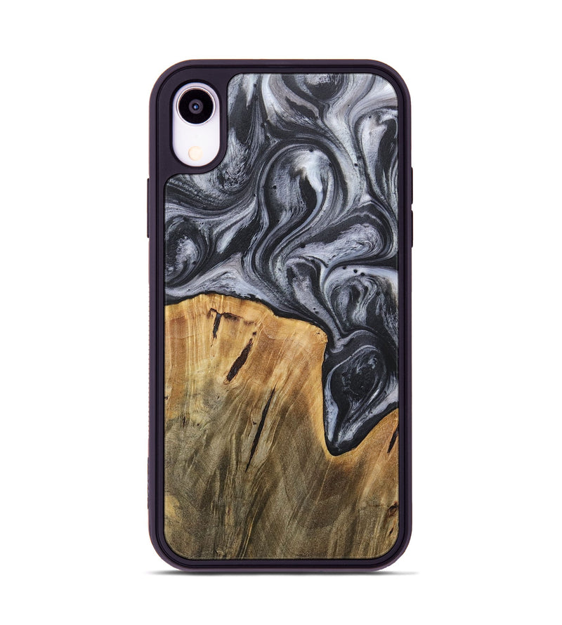 iPhone Xr Wood+Resin Phone Case - Callum (Black & White, 718162)