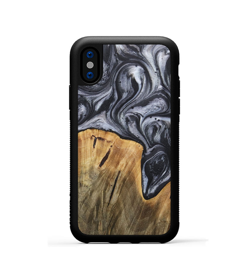 iPhone Xs Wood+Resin Phone Case - Callum (Black & White, 718162)