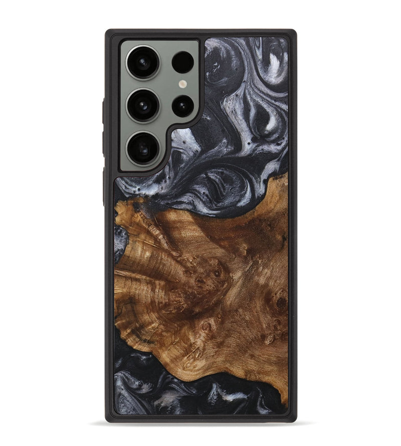 Galaxy S23 Ultra Wood+Resin Phone Case - Gary (Black & White, 718163)