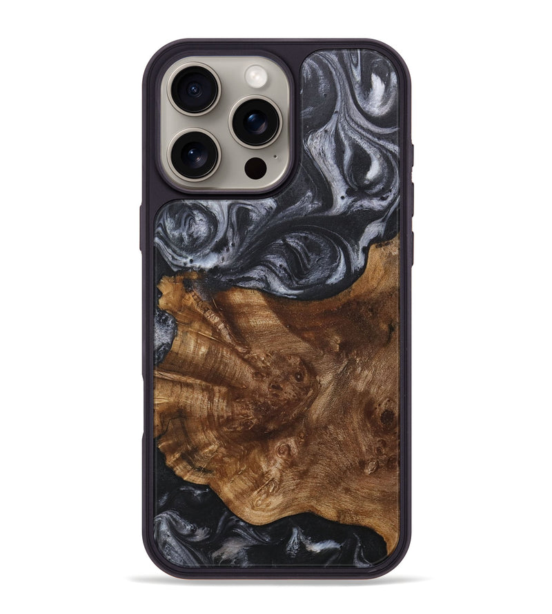 iPhone 16 Pro Max Wood+Resin Phone Case - Gary (Black & White, 718163)