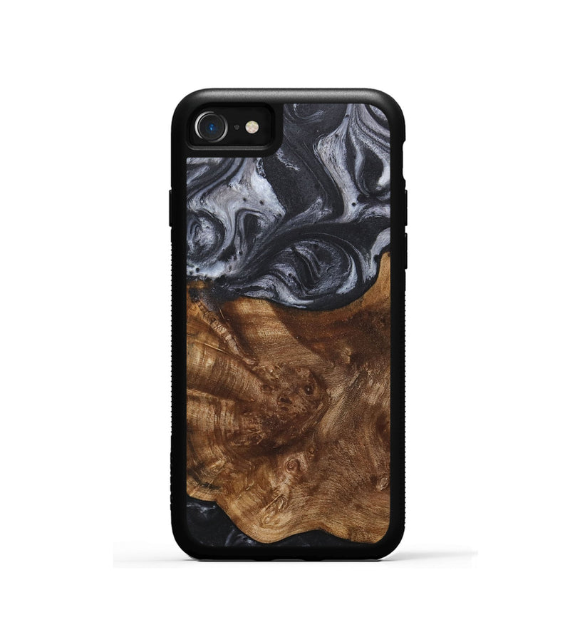 iPhone SE Wood+Resin Phone Case - Gary (Black & White, 718163)