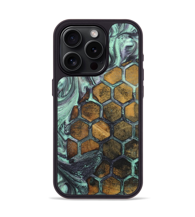 iPhone 15 Pro Wood+Resin Phone Case - Lizbeth (Pattern, 718181)