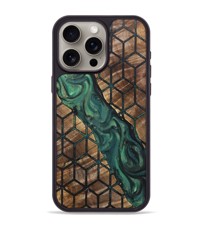 iPhone 15 Pro Max Wood+Resin Phone Case - Everett (Pattern, 718183)