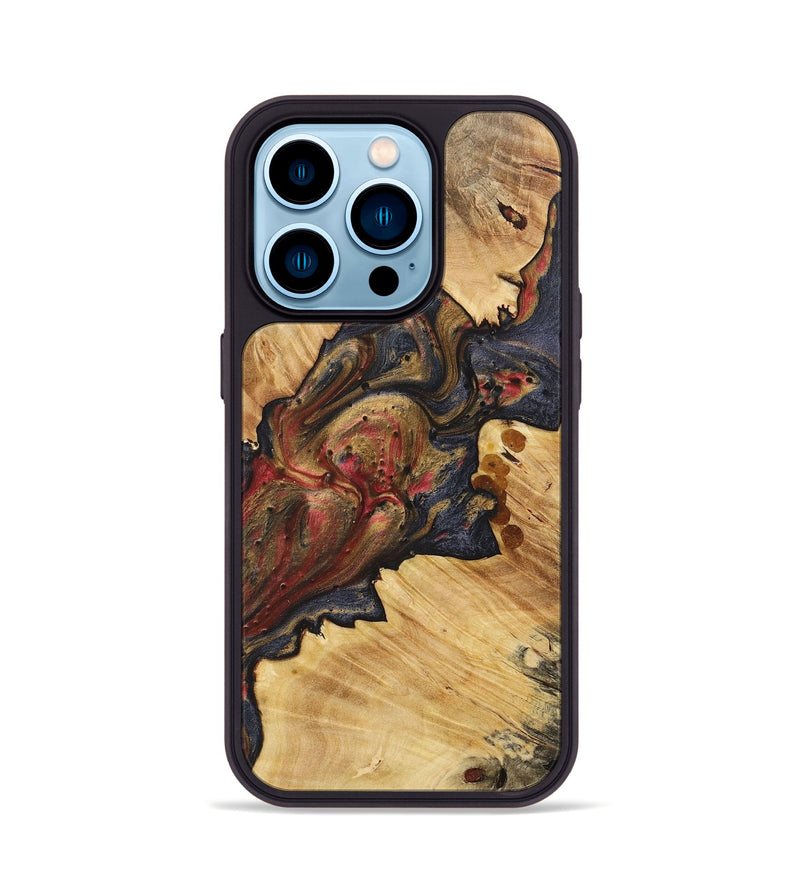 iPhone 14 Pro Wood+Resin Phone Case - Arielle (Red, 718201)