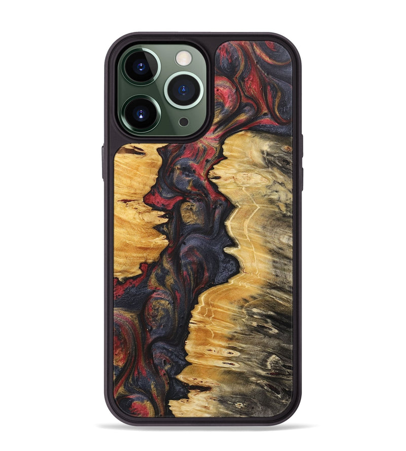 iPhone 13 Pro Max Wood+Resin Phone Case - Megan (Red, 718202)