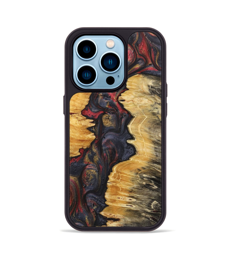 iPhone 14 Pro Wood+Resin Phone Case - Megan (Red, 718202)