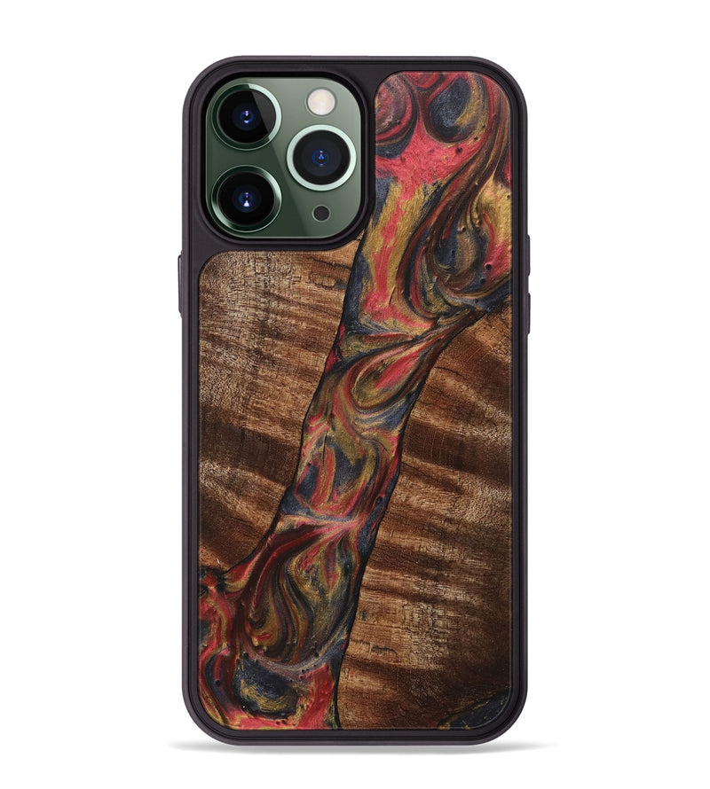 iPhone 13 Pro Max Wood+Resin Phone Case - Lucia (Red, 718203)