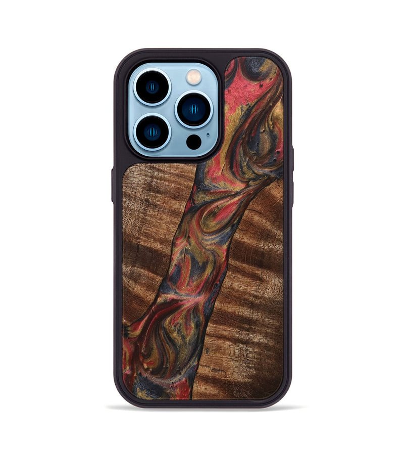 iPhone 14 Pro Wood+Resin Phone Case - Lucia (Red, 718203)