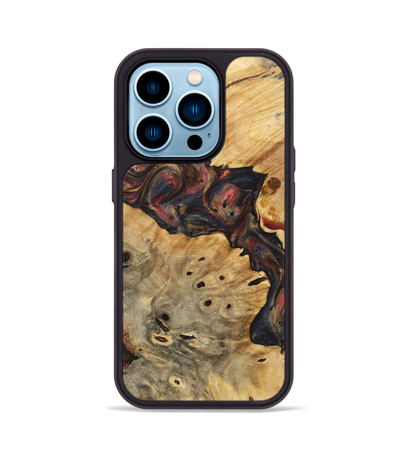 iPhone 14 Pro Wood+Resin Phone Case - Adelyn (Red, 718209)