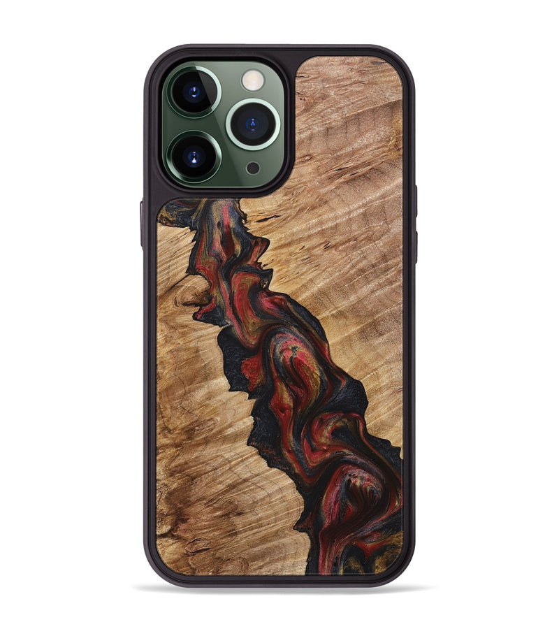 iPhone 13 Pro Max Wood+Resin Phone Case - Serenity (Red, 718211)