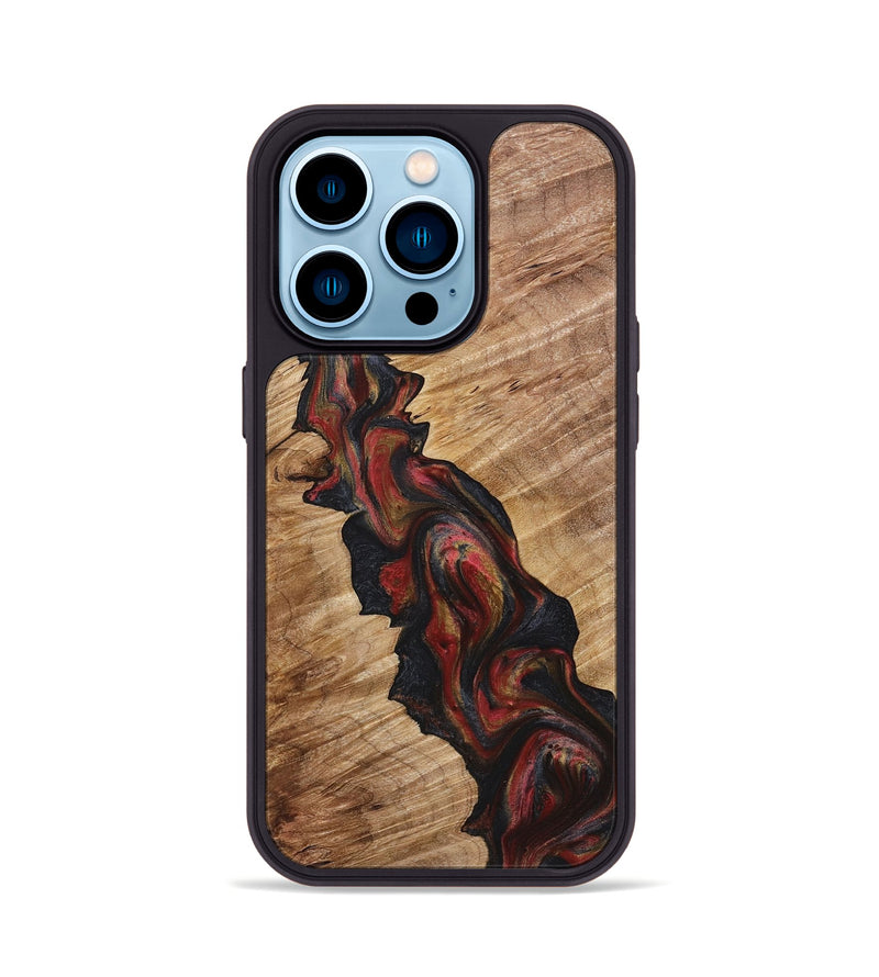 iPhone 14 Pro Wood+Resin Phone Case - Serenity (Red, 718211)