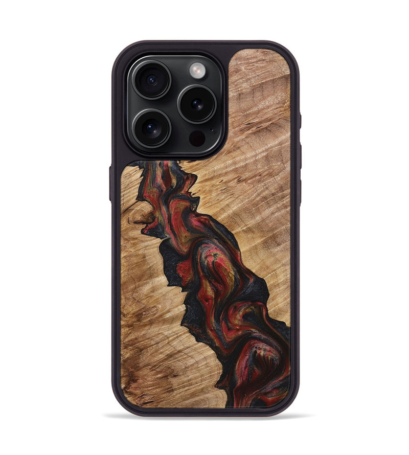 iPhone 15 Pro Wood+Resin Phone Case - Serenity (Red, 718211)