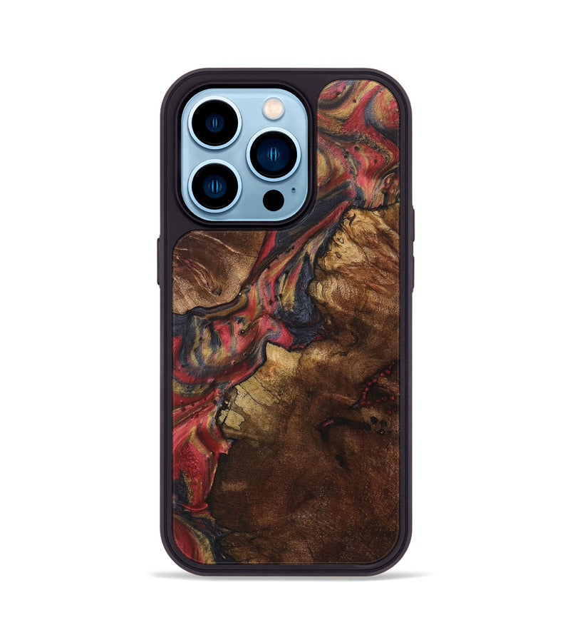 iPhone 14 Pro Wood+Resin Phone Case - Cathy (Red, 718212)