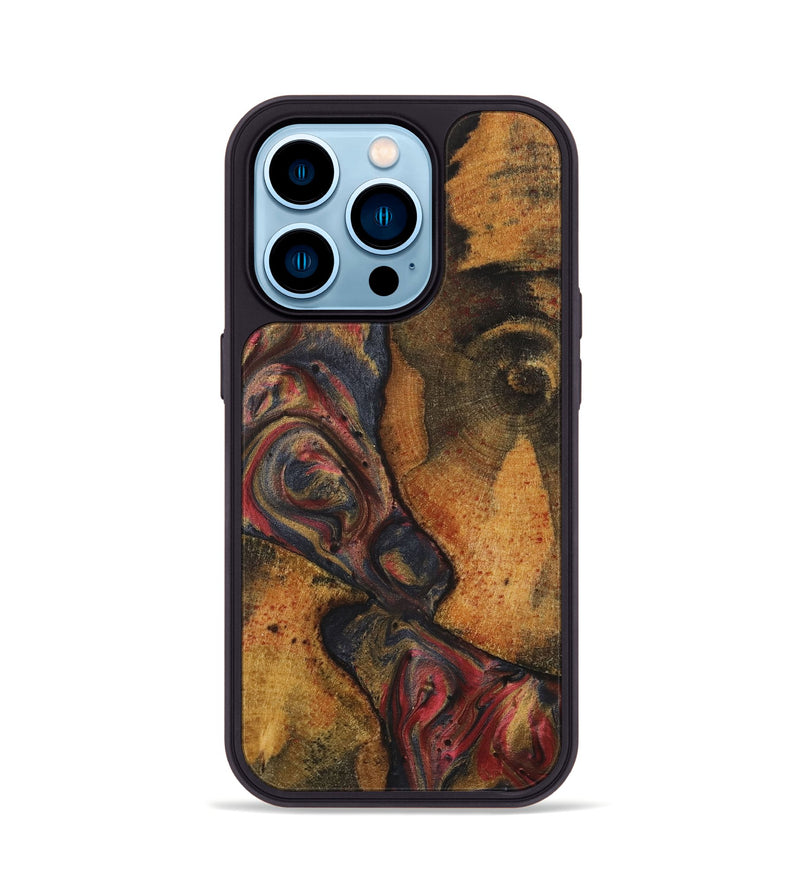 iPhone 14 Pro Wood+Resin Phone Case - Winifred (Red, 718213)