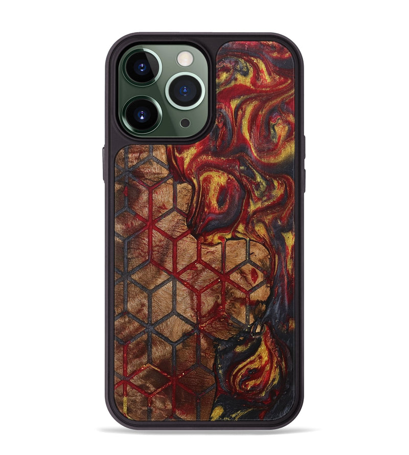 iPhone 13 Pro Max Wood+Resin Phone Case - Helen (Pattern, 718343)