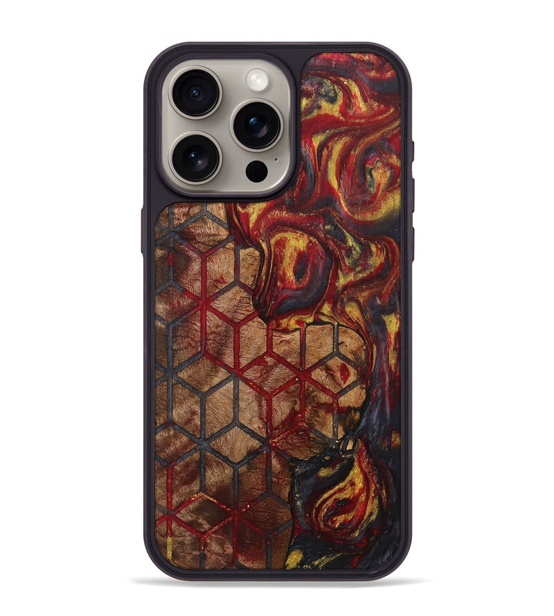 iPhone 15 Pro Max Wood+Resin Phone Case - Helen (Pattern, 718343)