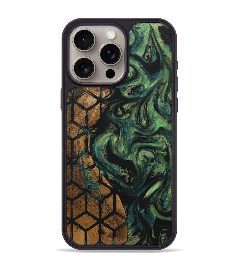 iPhone 15 Pro Max Wood+Resin Phone Case - Mackenzie (Pattern, 718353)