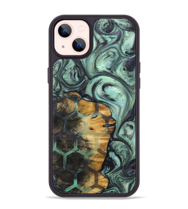 iPhone 14 Plus Wood+Resin Phone Case - Simon (Pattern, 718395)